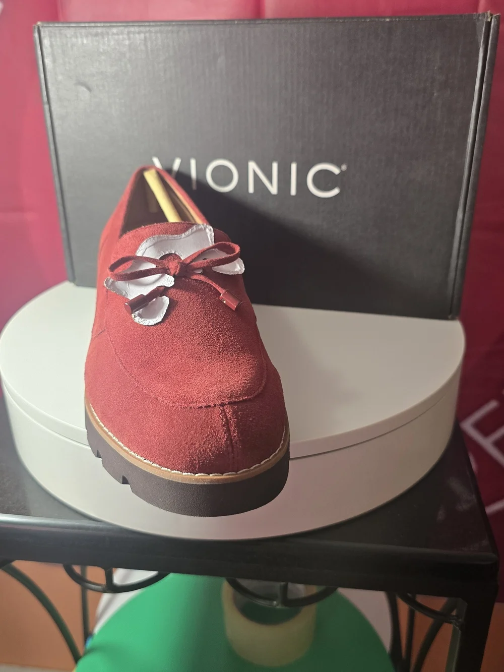 Vionic Women's Red Suede Lug Sole Loafers - Picture 2 of 4